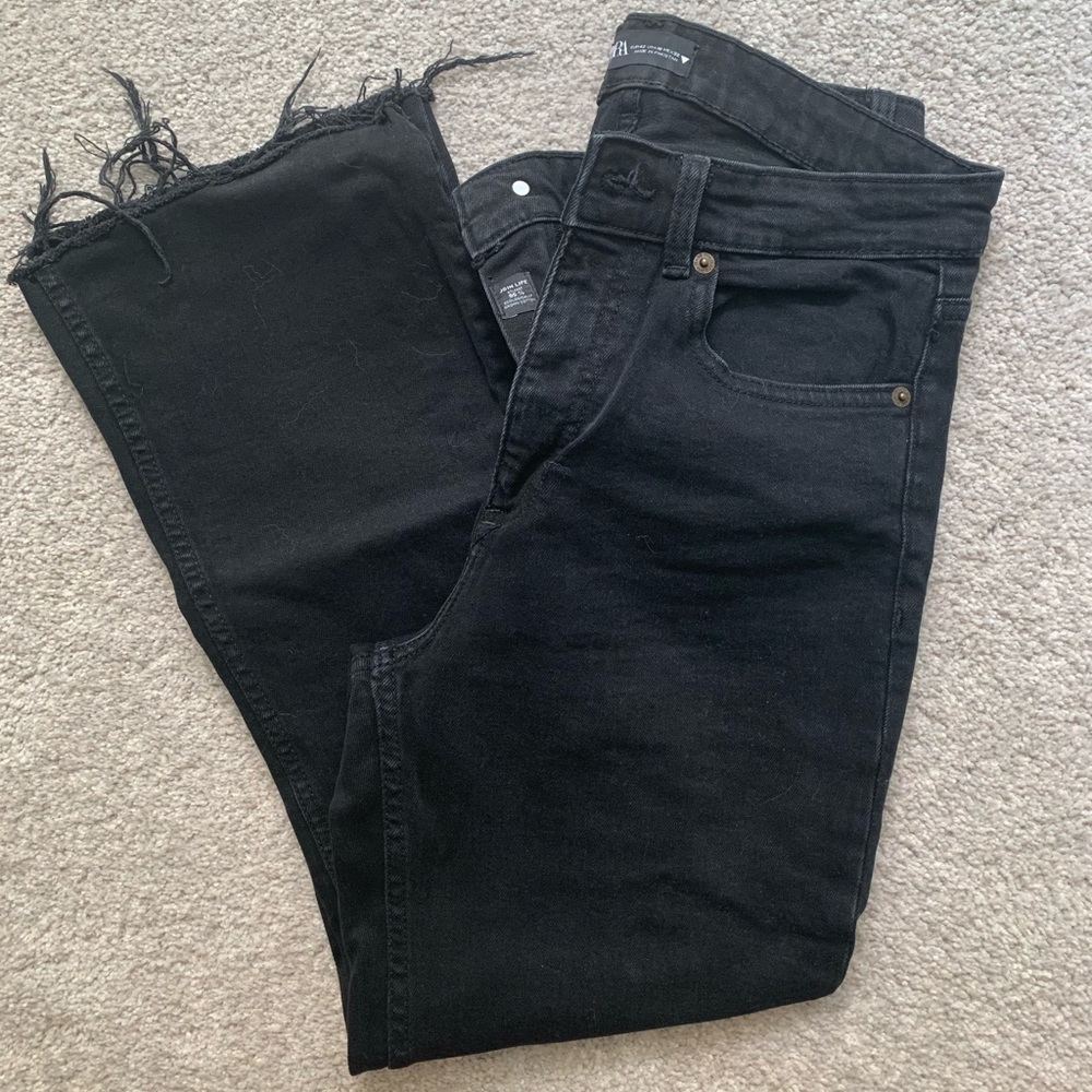 Zara Black Cropped Flare Jeans NWOT